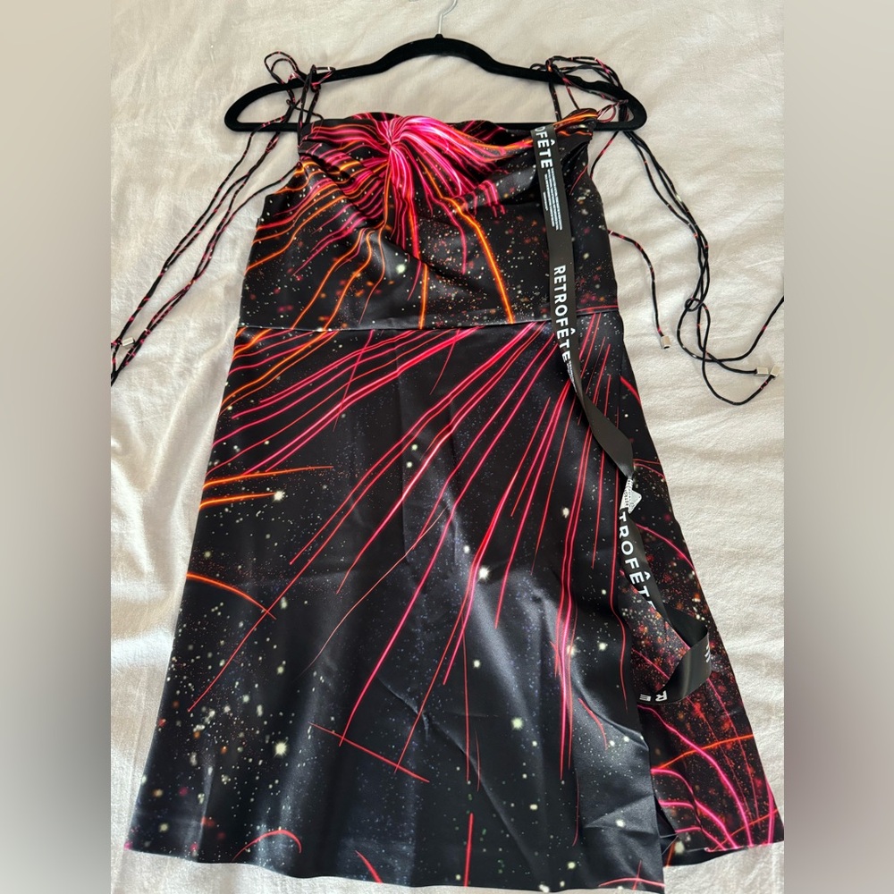 Retrofete Black and Pink Mini Dress